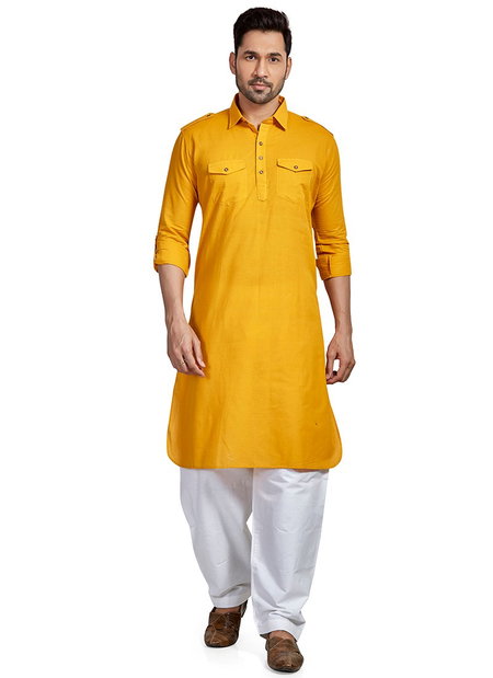 Yellow Colour Outluk Vol 62 Festive Wear Heavy Mens Wear Pathani Latest Collection 62006
